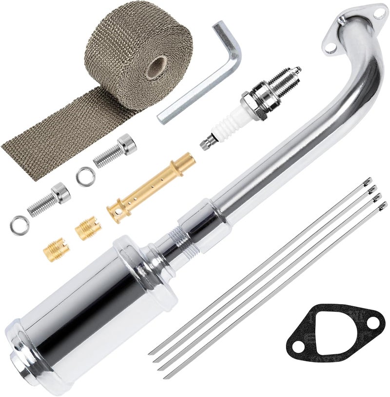 Sofo Upgraded Exhaust Header Pipe Muffler for Predator 212cc Coleman CT200u BT200X KT196 B200R Baja MB200 Go Kart Mini Bike for 196cc 224cc 200cc Performance Parts w/Heat Shield Tape - Image 1